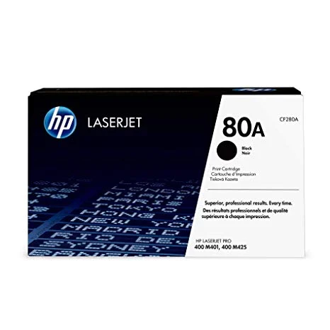 HP 80A BLACK ORIGINAL LASERJET TONER CARTRIDGE, CF280A