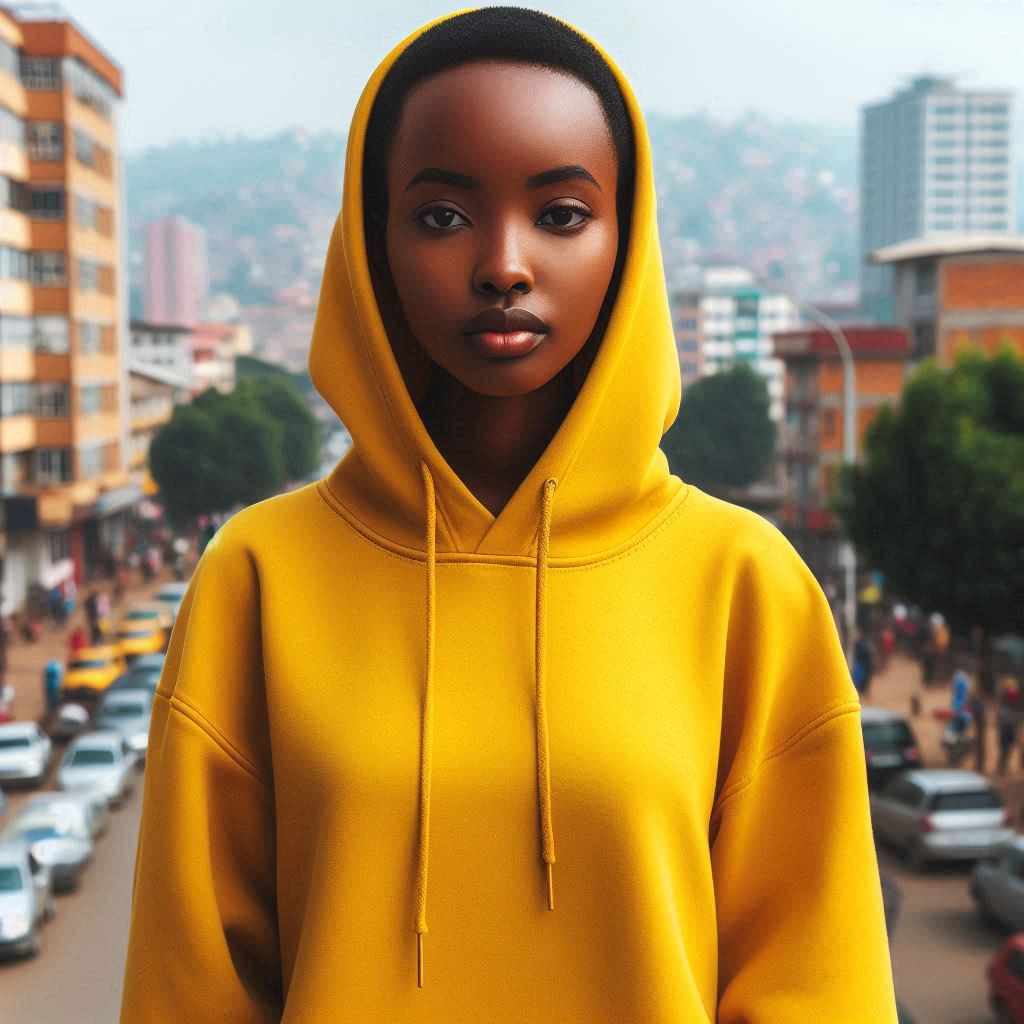 Yellow hoodie polyester with cotton